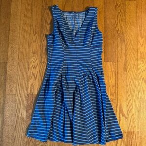 Peter Som Blue Striped Midi Dress Womens Size 12